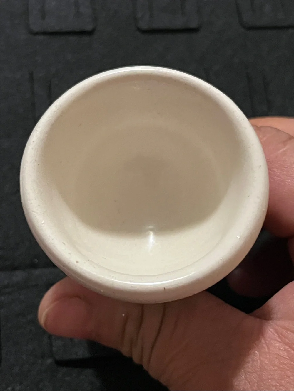 Vintage Ceramic Egg Cup with Blue, Green, Brown Floral Motif
